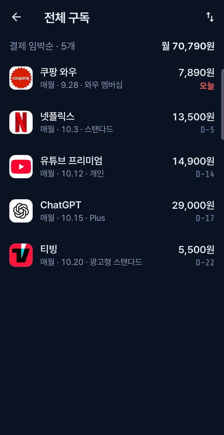 구독헬퍼 전체 구독